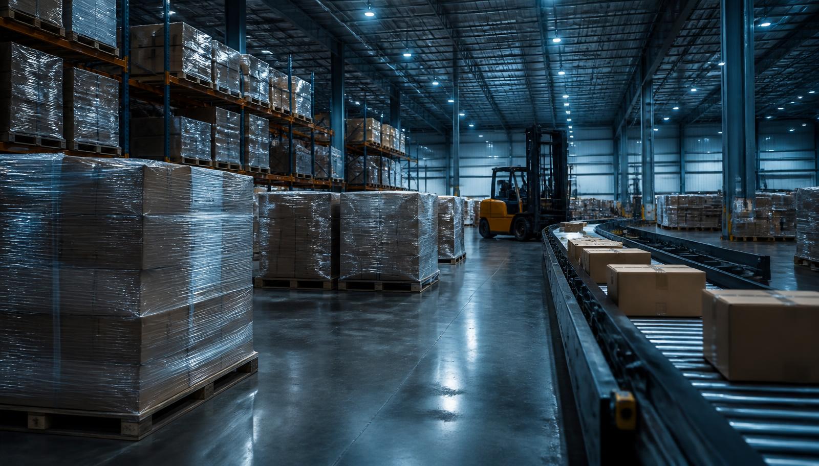 Warehouse pallets ready for transport